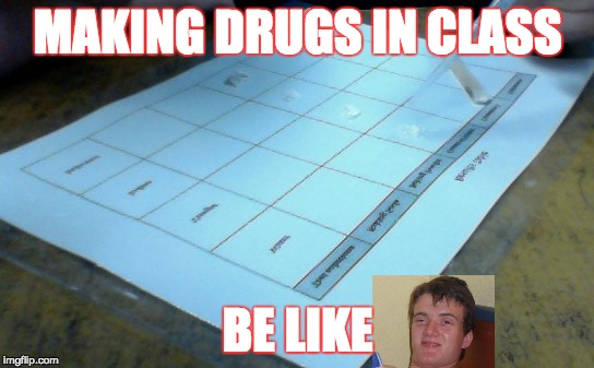 MAKING DRUGS IN CLASS; BE LIKE | image tagged in drugs are bad | made w/ Imgflip meme maker