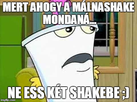 master shake | MERT AHOGY A MÁLNASHAKE MONDANÁ... NE ESS KÉT SHAKEBE ;) | image tagged in master shake | made w/ Imgflip meme maker