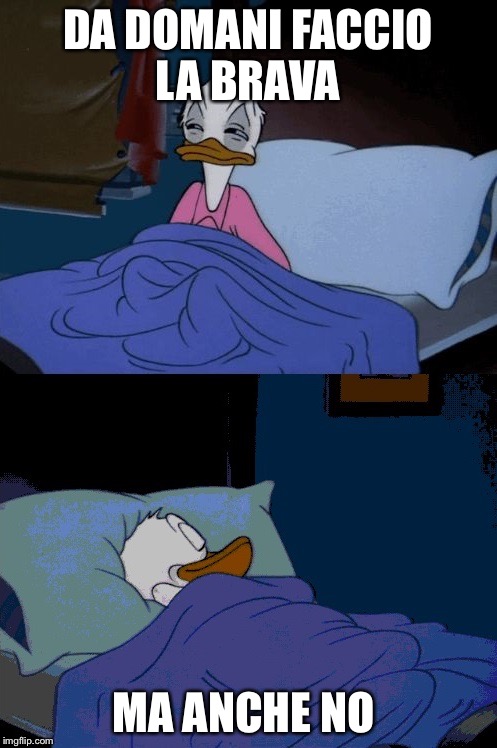 Paperino Dorme | DA DOMANI FACCIO LA BRAVA; MA ANCHE NO | image tagged in paperino dorme | made w/ Imgflip meme maker