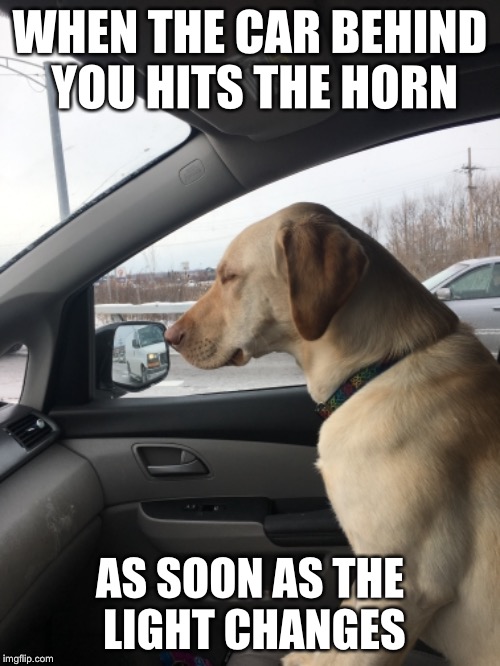 Drive me crazy | WHEN THE CAR BEHIND YOU HITS THE HORN; AS SOON AS THE LIGHT CHANGES | image tagged in road rage,car memes | made w/ Imgflip meme maker