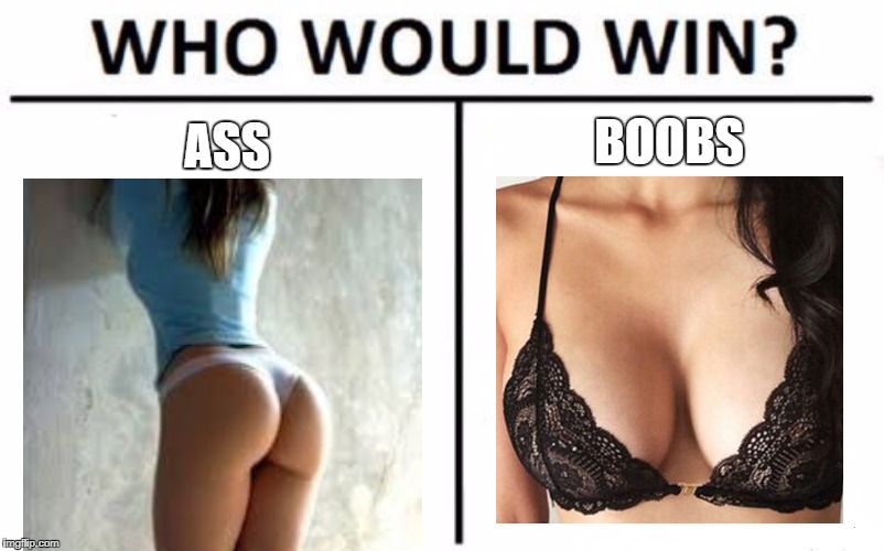 Let the vote war begin!! | ASS; BOOBS | image tagged in memes,who would win,ass,boobs,men | made w/ Imgflip meme maker