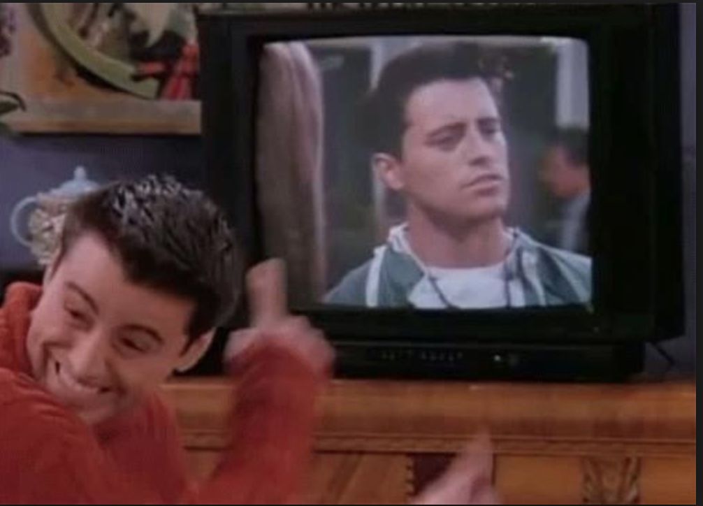Joey looking at Joey Blank Meme Template