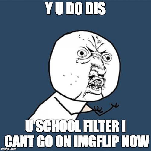 Y U No | Y U DO DIS; U SCHOOL FILTER I CANT GO ON IMGFLIP NOW | image tagged in memes,y u no | made w/ Imgflip meme maker