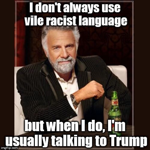 Whether in House or Hole | I don't always use vile racist language; but when I do, I'm usually talking to Trump | image tagged in most interesting,donald trump,trump,trump racist,shthole,trump most interesting man in the world | made w/ Imgflip meme maker
