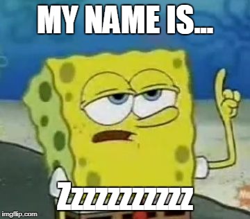 I'll Have You Know Spongebob | MY NAME IS... Zzzzzzzzzzz | image tagged in memes,ill have you know spongebob | made w/ Imgflip meme maker