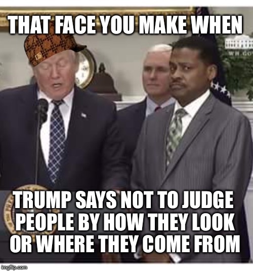 THAT FACE YOU MAKE WHEN; TRUMP SAYS NOT TO JUDGE PEOPLE BY HOW THEY LOOK OR WHERE THEY COME FROM | image tagged in mlk,martin luther king jr,trump | made w/ Imgflip meme maker