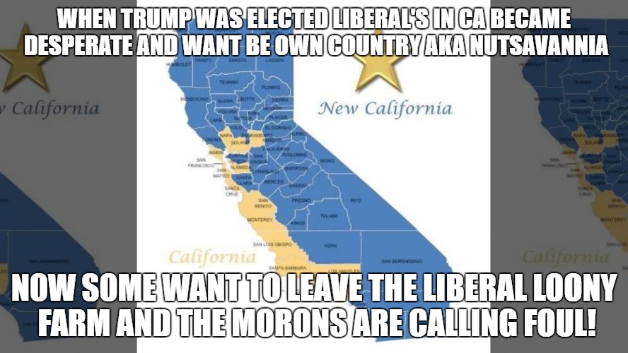 New California The place that Jerry Moonbeam BROWN trashed | WHEN TRUMP WAS ELECTED LIBERAL'S IN CA BECAME DESPERATE AND WANT BE OWN COUNTRY AKA NUTSAVANNIA; NOW SOME WANT TO LEAVE THE LIBERAL LOONY FARM AND THE MORONS ARE CALLING FOUL! | image tagged in hotel california,political meme | made w/ Imgflip meme maker