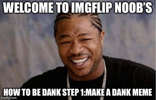 Yo Dawg Heard You | WELCOME TO IMGFLIP NOOB’S; HOW TO BE DANK STEP 1:MAKE A DANK MEME | image tagged in memes,yo dawg heard you | made w/ Imgflip meme maker