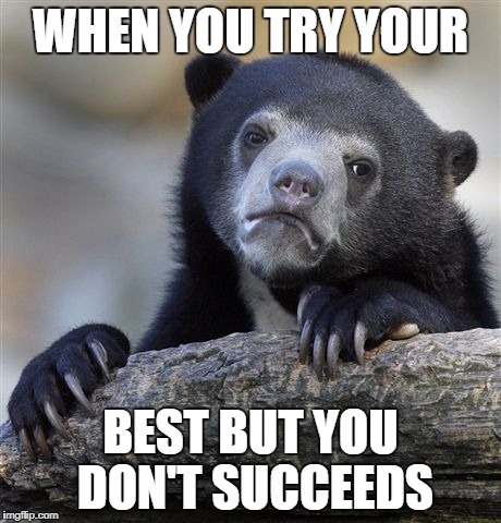 Confession Bear | WHEN YOU TRY YOUR; BEST BUT YOU DON'T SUCCEEDS | image tagged in memes,confession bear | made w/ Imgflip meme maker