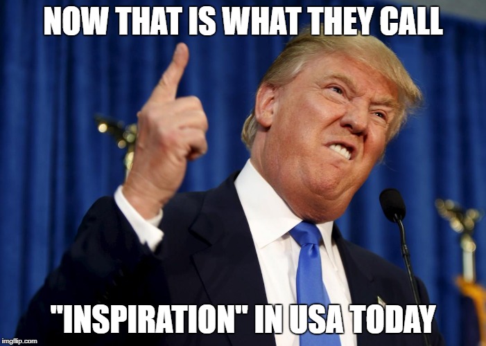 USA today | NOW THAT IS WHAT THEY CALL; "INSPIRATION" IN USA TODAY | image tagged in donald trump,inspirational | made w/ Imgflip meme maker