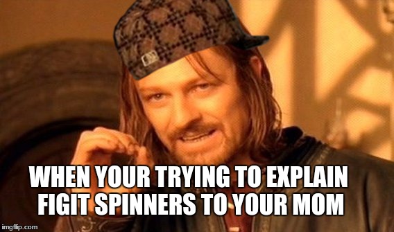 One Does Not Simply | WHEN YOUR TRYING TO EXPLAIN FIGIT SPINNERS TO YOUR MOM | image tagged in memes,one does not simply,scumbag | made w/ Imgflip meme maker