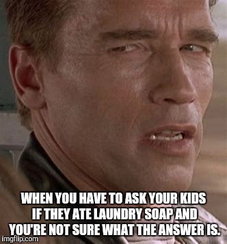 Laundry soap challenge | WHEN YOU HAVE TO ASK YOUR KIDS IF THEY ATE LAUNDRY SOAP AND YOU'RE NOT SURE WHAT THE ANSWER IS. | image tagged in tide pods,laundry,stupid,stupid people | made w/ Imgflip meme maker