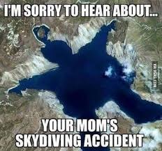 I'm so sorry | image tagged in skydiving,funny | made w/ Imgflip meme maker