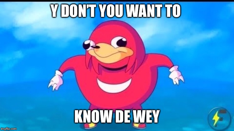 Y DON’T YOU WANT TO; KNOW DE WEY | image tagged in memes | made w/ Imgflip meme maker