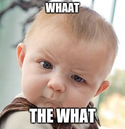 Skeptical Baby Meme | WHAAT; THE WHAT | image tagged in memes,skeptical baby | made w/ Imgflip meme maker