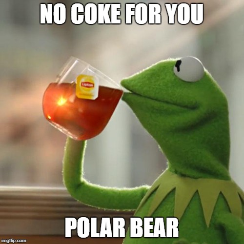 But That's None Of My Business Meme | NO COKE FOR YOU POLAR BEAR | image tagged in memes,but thats none of my business,kermit the frog | made w/ Imgflip meme maker
