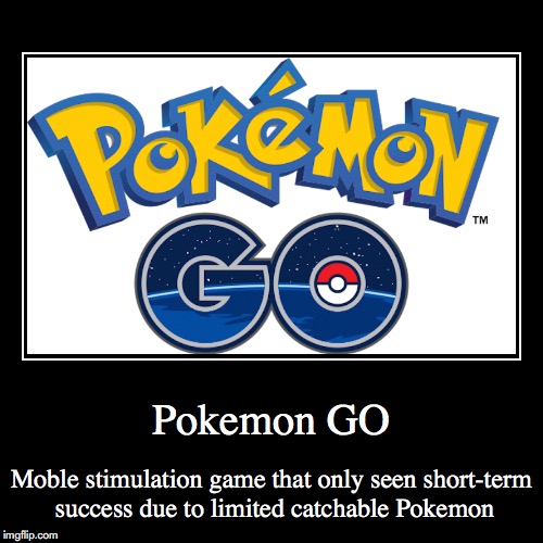 Pokemon GO | image tagged in demotivationals,pokemon go | made w/ Imgflip demotivational maker