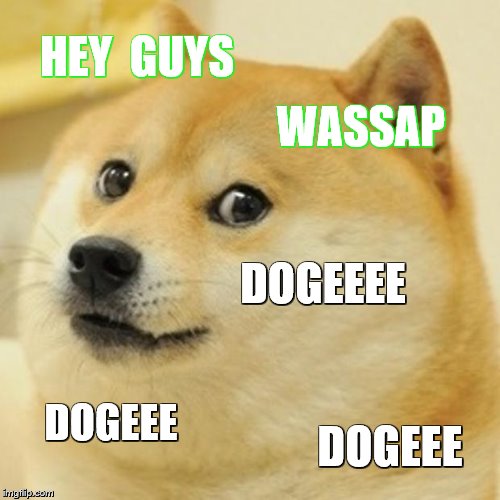 Doge Meme | HEY  GUYS; WASSAP; DOGEEEE; DOGEEE; DOGEEE | image tagged in memes,doge | made w/ Imgflip meme maker