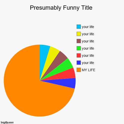 MY LIFE, your life, your life, your life, your life, your life, your life | image tagged in funny,pie charts | made w/ Imgflip chart maker