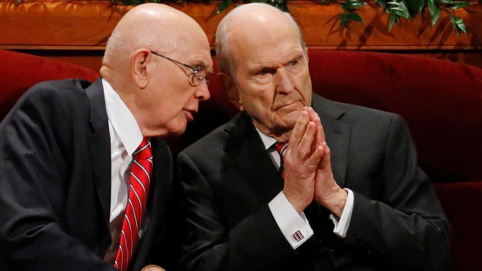 Oaks talking to Nelson, mormon leaders Blank Meme Template