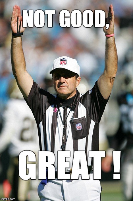 TOUCHDOWN! | NOT GOOD, GREAT ! | image tagged in touchdown | made w/ Imgflip meme maker