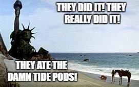 Tide Pods 2 | image tagged in tide pods,planet of the apes,funny | made w/ Imgflip meme maker