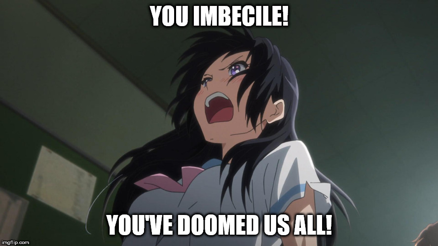 my reaction to Crunchyroll Anime Awards. | YOU IMBECILE! YOU'VE DOOMED US ALL! | image tagged in anime | made w/ Imgflip meme maker