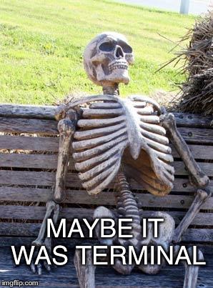 Waiting Skeleton Meme | MAYBE IT WAS TERMINAL | image tagged in memes,waiting skeleton | made w/ Imgflip meme maker