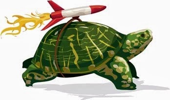 High Quality The way the tortoise won the race vs the hare he had a jet pack Blank Meme Template