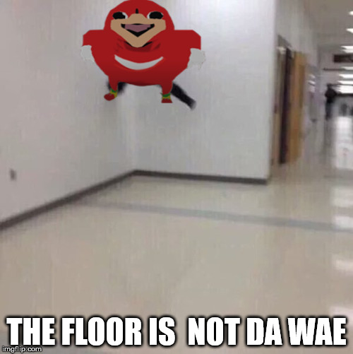 Floor is lava | THE FLOOR IS  NOT DA WAE | image tagged in floor is lava,ugandan knuckles,funny meme | made w/ Imgflip meme maker