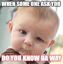 Skeptical Baby Meme | WHEN SOME ONE ASK YOU; DO YOU KNOW DA WAY | image tagged in memes,skeptical baby | made w/ Imgflip meme maker