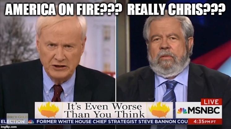 That Chyron | AMERICA ON FIRE???  REALLY CHRIS??? | image tagged in that chyron | made w/ Imgflip meme maker