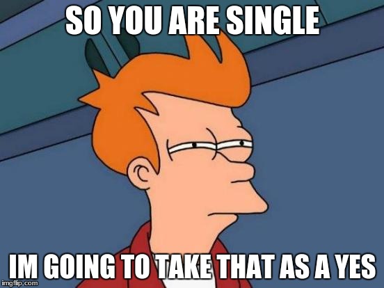 Futurama Fry Meme | SO YOU ARE SINGLE; IM GOING TO TAKE THAT AS A YES | image tagged in memes,futurama fry | made w/ Imgflip meme maker