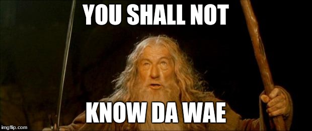 gandalf you shall not pass | YOU SHALL NOT; KNOW DA WAE | image tagged in gandalf you shall not pass | made w/ Imgflip meme maker