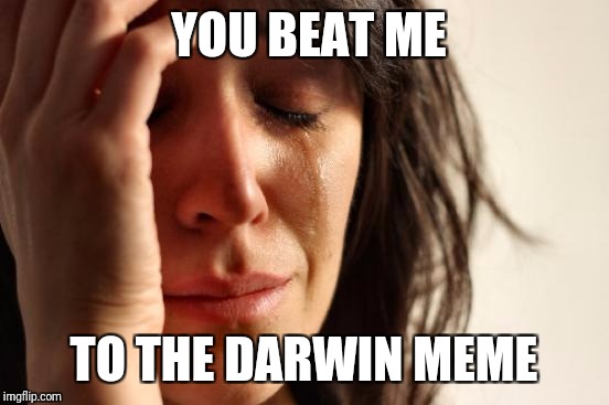First World Problems Meme | YOU BEAT ME TO THE DARWIN MEME | image tagged in memes,first world problems | made w/ Imgflip meme maker