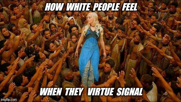 Virtue signalling | HOW  WHITE  PEOPLE  FEEL; WHEN  THEY   VIRTUE  SIGNAL | image tagged in virtue signalling,white | made w/ Imgflip meme maker