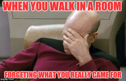 Captain Picard Facepalm | WHEN YOU WALK IN A ROOM; FORGETING WHAT YOU REALLY CAME FOR | image tagged in memes,captain picard facepalm | made w/ Imgflip meme maker
