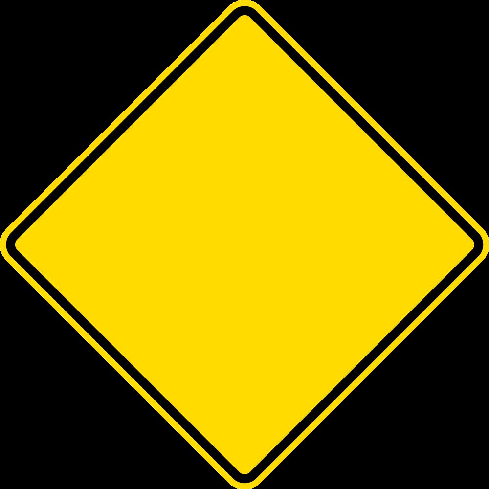Yellow Diamond - Road Warning Sign Blank Meme Template
