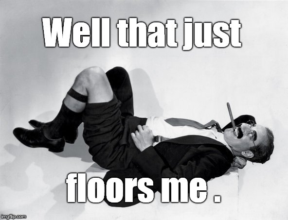 recumbent Groucho | Well that just floors me . | image tagged in recumbent groucho | made w/ Imgflip meme maker
