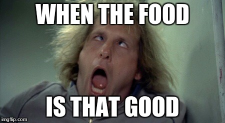 Scary Harry | WHEN THE FOOD; IS THAT GOOD | image tagged in memes,scary harry | made w/ Imgflip meme maker