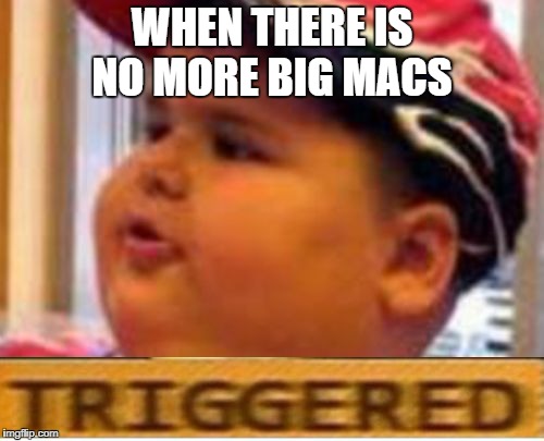 McDonald fat boy triggered | WHEN THERE IS NO MORE BIG MACS | image tagged in mcdonald fat boy triggered | made w/ Imgflip meme maker