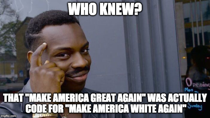 Roll Safe Think About It Meme | WHO KNEW? THAT "MAKE AMERICA GREAT AGAIN" WAS ACTUALLY CODE FOR "MAKE AMERICA WHITE AGAIN" | image tagged in memes,roll safe think about it | made w/ Imgflip meme maker
