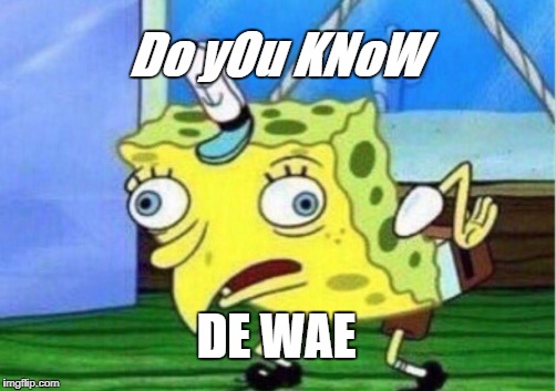 Mocking Spongebob | Do yOu KNoW; DE WAE | image tagged in memes,mocking spongebob | made w/ Imgflip meme maker