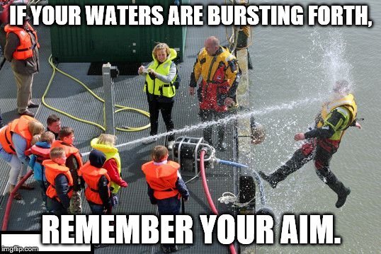 IF YOUR WATERS ARE BURSTING FORTH, REMEMBER YOUR AIM. | image tagged in kids_playing_with_water | made w/ Imgflip meme maker