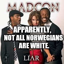 MadCon_Liar_Album_Cover | APPARENTLY, NOT ALL NORWEGIANS ARE WHITE. | image tagged in madcon_liar_album_cover | made w/ Imgflip meme maker