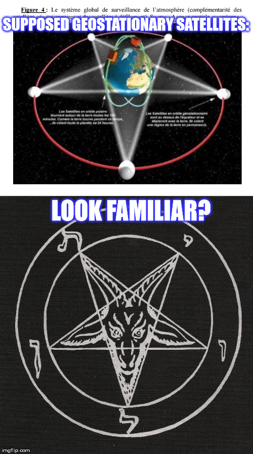 geostationary | SUPPOSED GEOSTATIONARY SATELLITES:; LOOK FAMILIAR? | image tagged in fake space | made w/ Imgflip meme maker