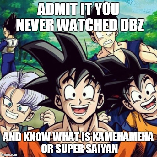 Dragonball | ADMIT IT
YOU NEVER WATCHED DBZ; AND KNOW WHAT IS KAMEHAMEHA OR SUPER SAIYAN | image tagged in dragonball | made w/ Imgflip meme maker