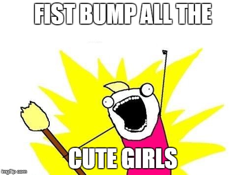 X All The Y Meme | FIST BUMP ALL THE CUTE GIRLS | image tagged in memes,x all the y | made w/ Imgflip meme maker