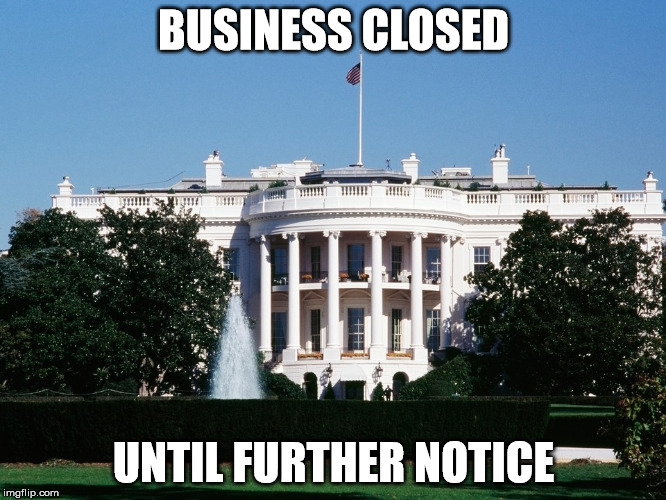 BUSINESS CLOSED; UNTIL FURTHER NOTICE | image tagged in white house | made w/ Imgflip meme maker