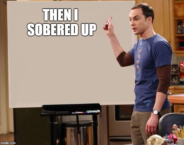 sheldon | THEN I SOBERED UP | image tagged in sheldon | made w/ Imgflip meme maker